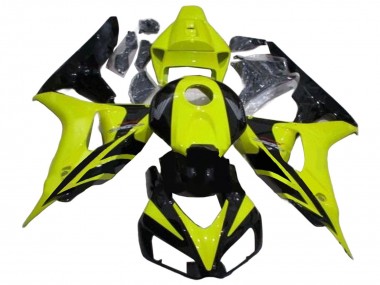 2006-2007 Green Glossy Black Geometric Honda CBR1000RR Motorcycle Fairings