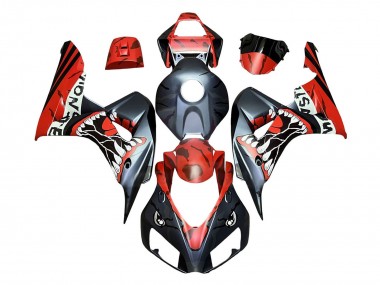 2006-2007 Red Matte Black Monster Shark Honda CBR1000RR Motorcycle Fairings