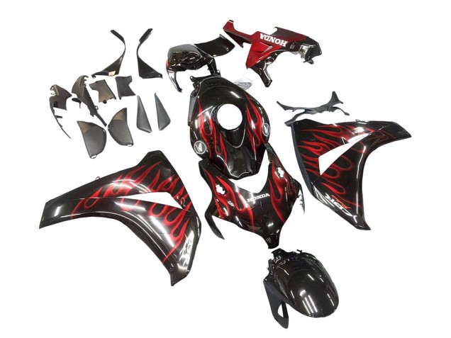 2008-2011 Glossy Black Red Flame Honda CBR1000RR Motorcycle Fairing