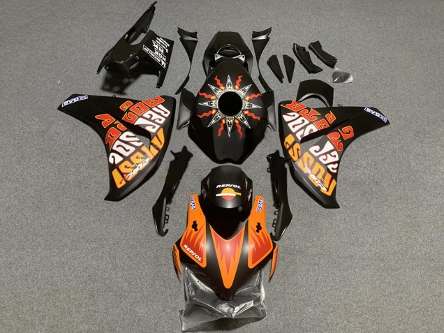 2008-2011 Matte Black Orange Repsol Rossi Honda CBR1000RR Motorcycle Fairings