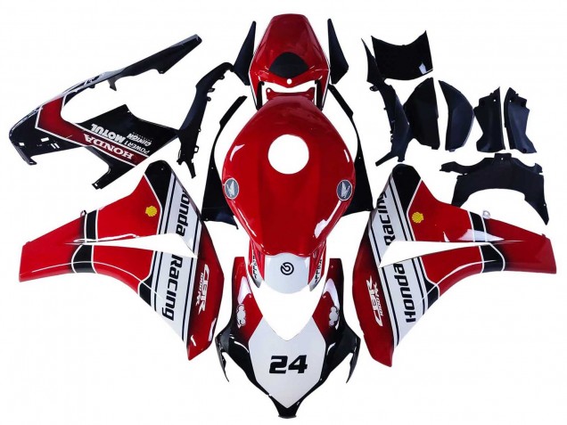 2008-2011 White Red Glossy Black Racing 24 Honda CBR1000RR Motorcycle Fairings