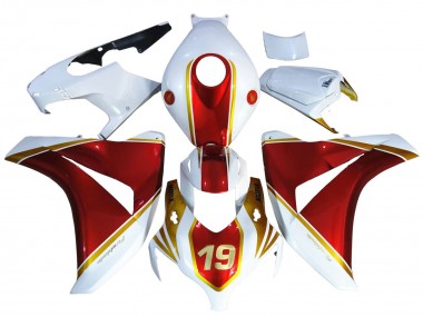 2008-2011 White Red Gold 19 Honda CBR1000RR Motorcycle Fairings