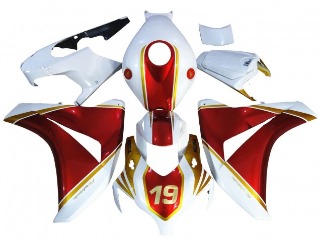 2008-2011 White Red Gold 19 Honda CBR1000RR Motorcycle Fairings