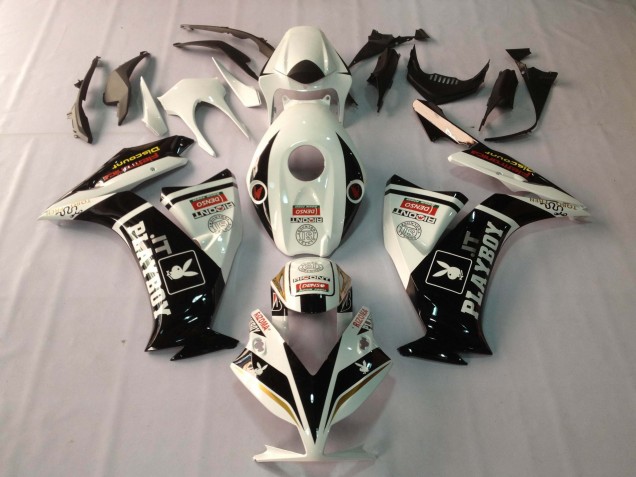 2012-2016 White Glossy Black Rizoma Playboy Honda CBR1000RR Motorcycle Fairings