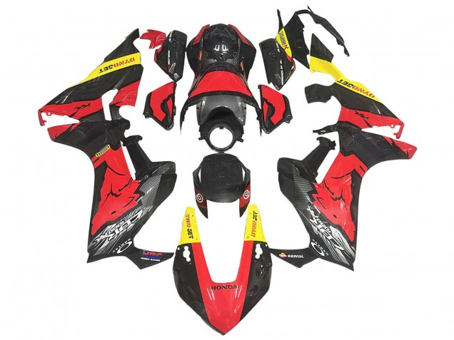 2017-2023 Red Yellow Black Carbon Fiber Honda CBR1000RR Motorcycle Fairings