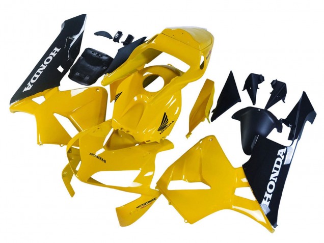 2003-2004 Yellow Glossy Black Honda CBR600RR Motorcycle Fairings