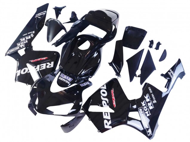 2003-2004 Glossy Black White Repsol Honda CBR600RR Motorcycle Fairings