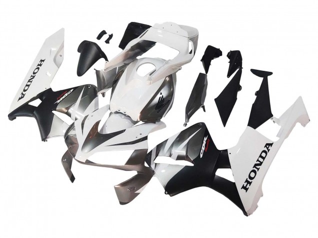 2003-2004 White Matte Black Racing Honda CBR600RR Motorcycle Fairings