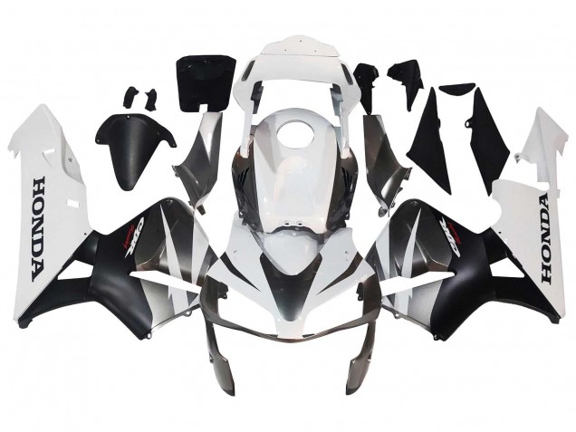 2003-2004 White Matte Black Racing Honda CBR600RR Motorcycle Fairings