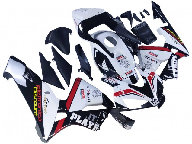 2003-2004 White Red Glossy Black DENSO Rimont Honda CBR600RR Motorcycle Fairings
