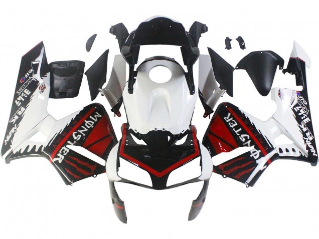 2003-2004 White Red Glossy Black Monster Honda CBR600RR Motorcycle Fairings