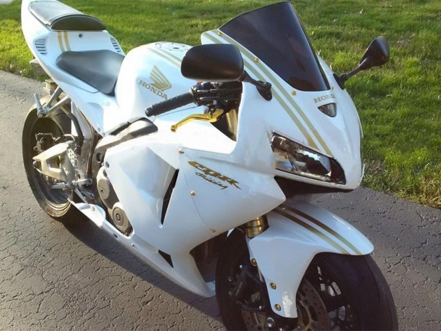 2005-2006 White Gold Honda CBR600RR Motorcycle Fairings