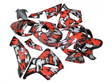 2005-2006 Black with Red Grey Camouflage Honda CBR600RR Motorcycle Fairings