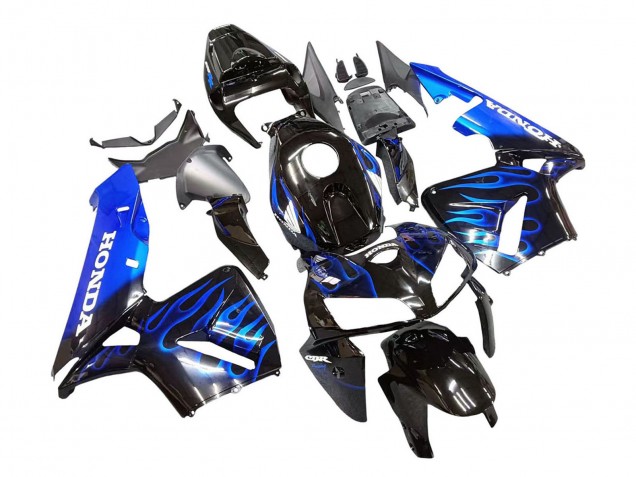 2005-2006 Glossy Black Blue Flame Honda CBR600RR Motorcycle Fairing