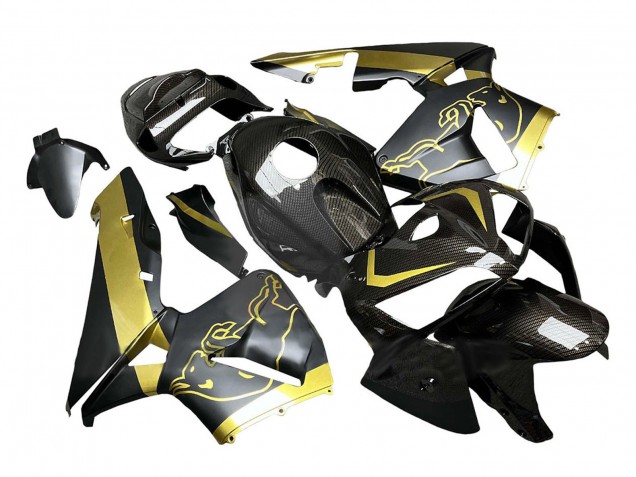 2005-2006 Black Gold Carbon Fiber Honda CBR600RR Motorcycle Fairings