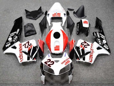 2005-2006 White Red Glossy Black HannSpree 22 Honda CBR600RR Motorcycle Fairings