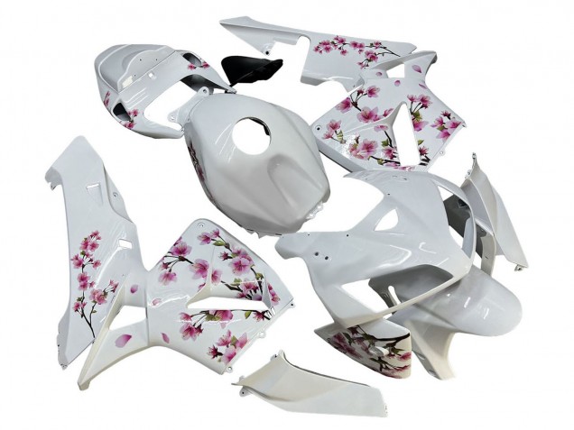 2005-2006 White with Cherry Blossom Honda CBR600RR Motorcycle Fairings