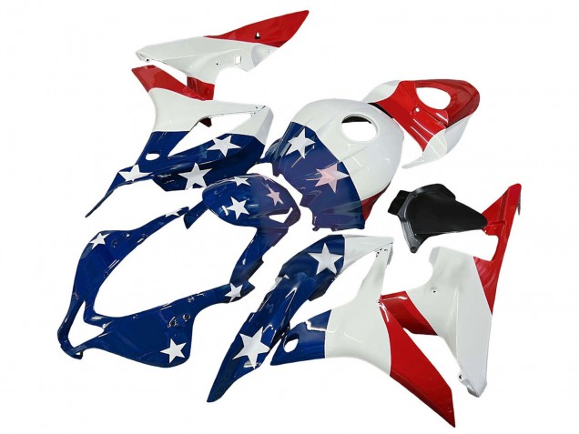 2007-2008 White Blue Red Star Honda CBR600RR Motorcycle Fairings