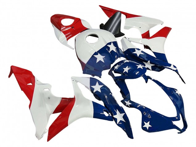 2007-2008 White Blue Red Star Honda CBR600RR Motorcycle Fairings