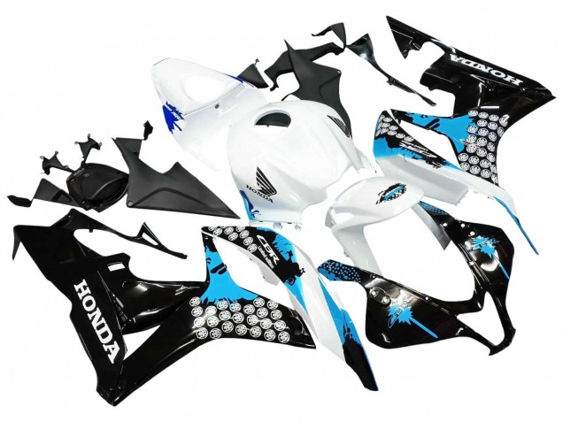 2007-2008 White Light Blue Glossy Black Honda CBR600RR Motorcycle Fairings