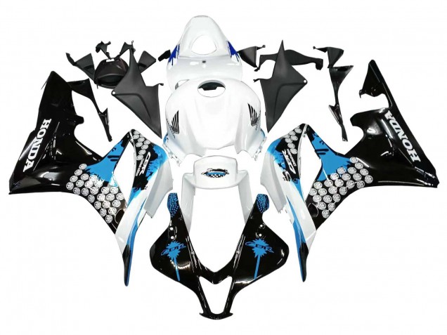 2007-2008 White Light Blue Glossy Black Honda CBR600RR Motorcycle Fairings