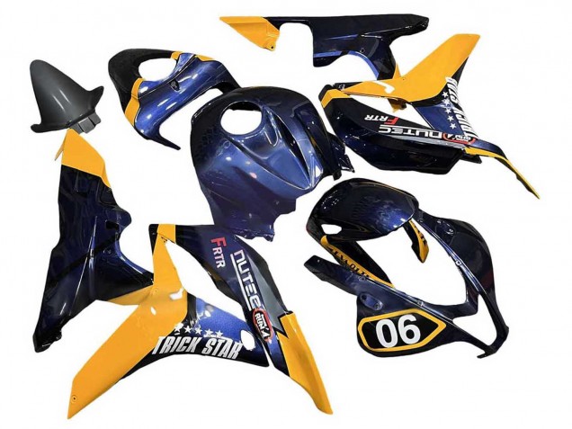 2007-2008 Orange Dark Blue Trick Star 06 Honda CBR600RR Motorcycle Fairings