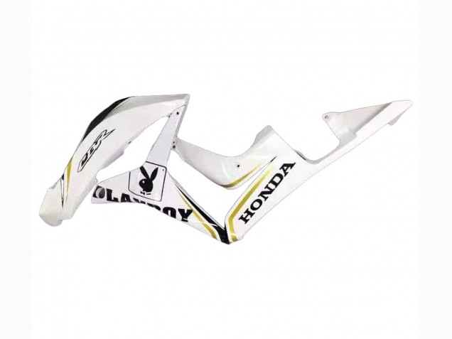 2007-2008 White Gold Glossy Black Playboy Honda CBR600RR Motorcycle Fairing