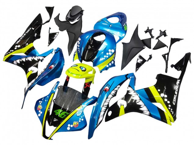 2007-2008 Green Yellow Glossy Black Shark 46 Honda CBR600RR Motorcycle Fairings