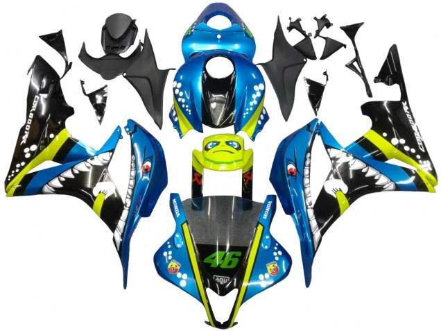 2007-2008 Green Yellow Glossy Black Shark 46 Honda CBR600RR Motorcycle Fairings