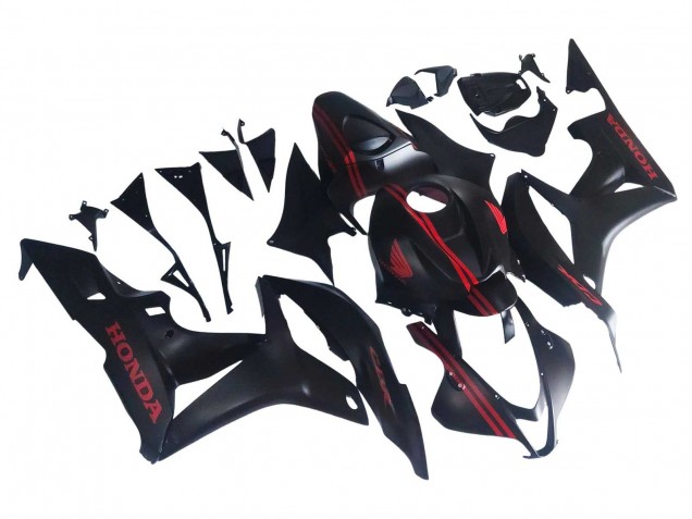 2007-2008 Matte Black Red Honda CBR600RR Motorcycle Fairings