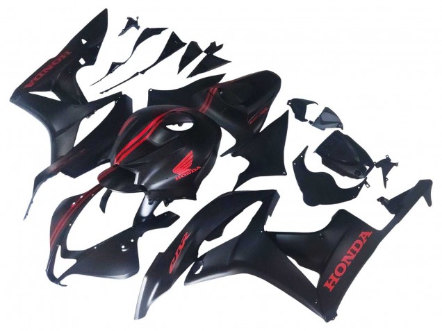 2007-2008 Matte Black Red Honda CBR600RR Motorcycle Fairings