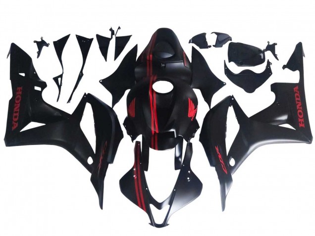 2007-2008 Matte Black Red Honda CBR600RR Motorcycle Fairings