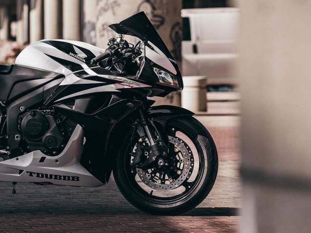 2007-2008 White Black Racing Honda CBR600RR Motorcycle Fairings