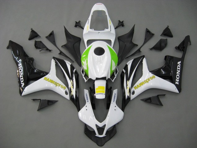 2007-2008 White Green Yellow Glossy Black Hannspree Honda CBR600RR Motorcycle Fairings