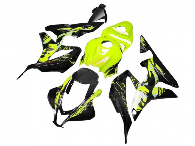2007-2008 Yellow Glossy Black Honda CBR600RR Motorcycle Fairings
