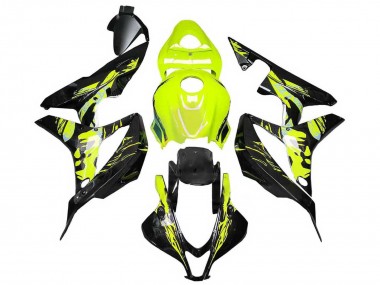 2007-2008 Yellow Glossy Black Honda CBR600RR Motorcycle Fairings
