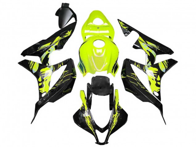 2007-2008 Yellow Glossy Black Honda CBR600RR Motorcycle Fairings