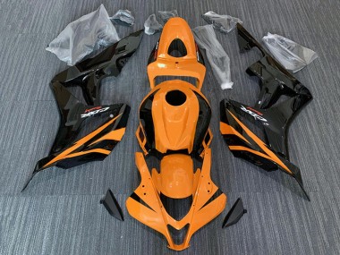 2007-2008 Orange Glossy Black Racing Honda CBR600RR Motorcycle Fairings