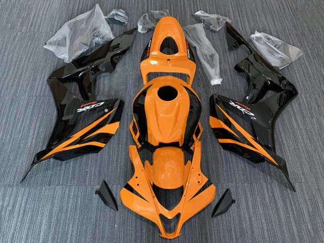 2007-2008 Orange Glossy Black Racing Honda CBR600RR Motorcycle Fairings