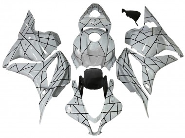 2009-2012 White Grey Black Lines Honda CBR600RR Motorcycle Fairings