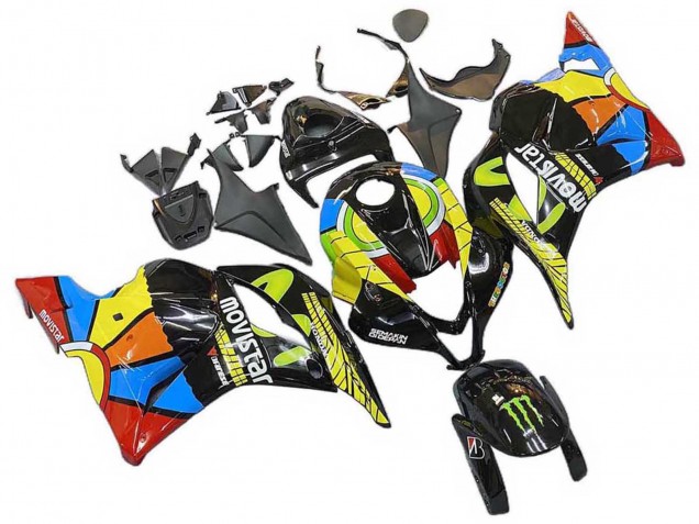 2009-2012 Black Multicolor MoviStar Honda CBR600RR Motorcycle Fairings