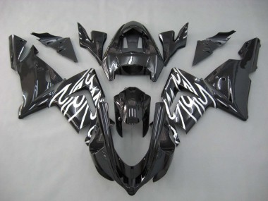 2004-2005 Black White Kawasaki ZX10R Motorcycle Fairings
