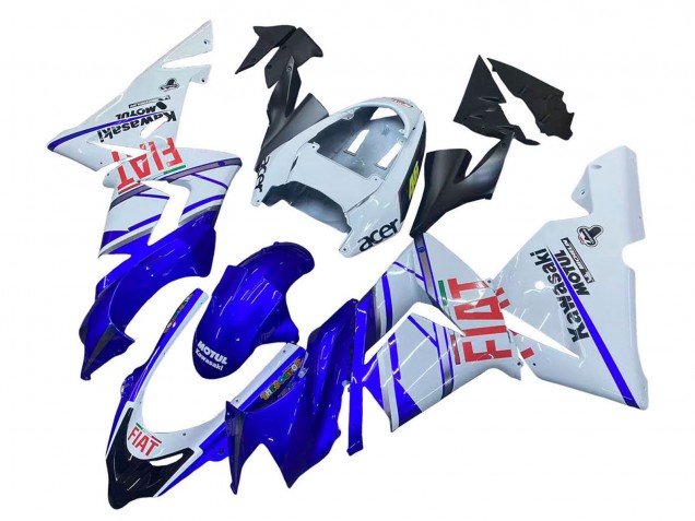 2004-2005 Glossy Blue White Fiat Motul Kawasaki ZX10R Motorcycle Fairings