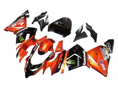 2004-2005 Burnt Orange Black Monster Elf Kawasaki ZX10R Motorcycle Fairings