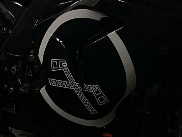 2006-2007 Glossy Black White Circle Kawasaki ZX10R Motorcycle Fairings