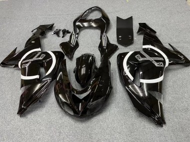 2006-2007 Glossy Black White Circle Kawasaki ZX10R Motorcycle Fairings