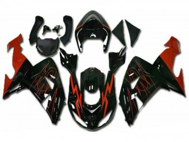 2006-2007 Glossy Black Red Kawasaki ZX10R Motorcycle Fairings