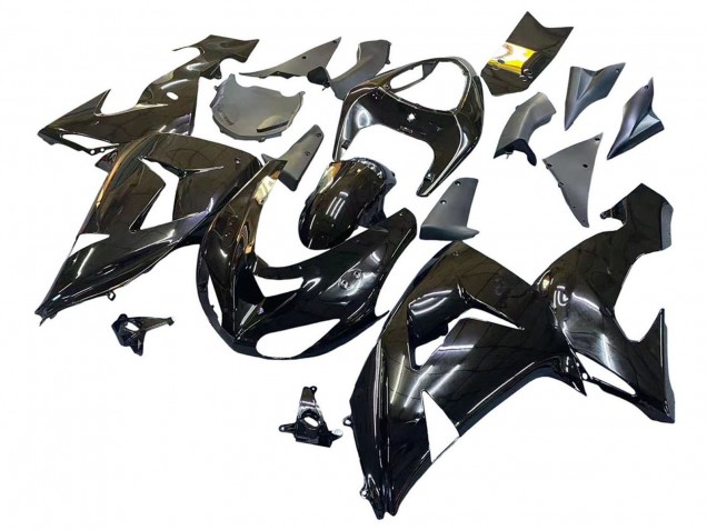 2006-2007 Glossy Black Kawasaki ZX10R Motorcycle Fairings