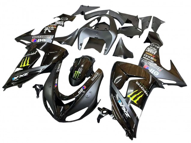 2006-2007 Grey Yellow Glossy Black Monster Elf Kawasaki ZX10R Motorcycle Fairings