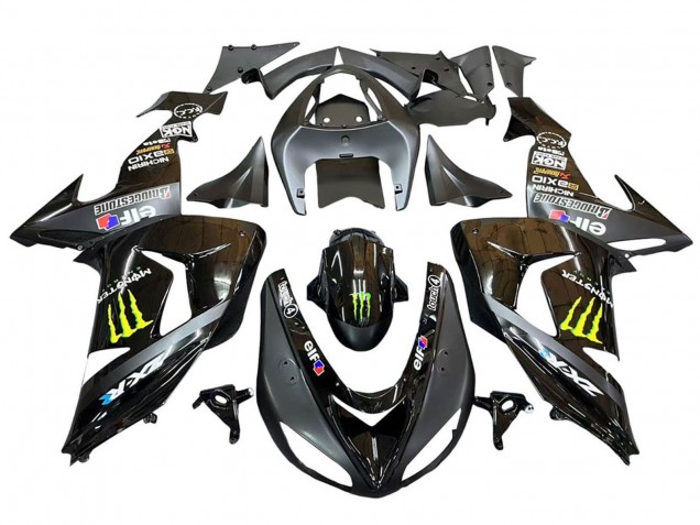 2006-2007 Grey Yellow Glossy Black Monster Elf Kawasaki ZX10R Motorcycle Fairings